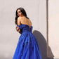 Nox Anabel R1303 Long Off the Shoulder Sweetheart Tulle A-Line Gown