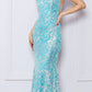 Nox Anabel R1308 Long Sequin Floral Print One Shoulder Mermaid Gown