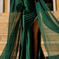 Nox Anabel R1312 Long Chiffon Cape Sleeve Fitted Satin Formal Gown