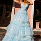 Nox Anabel R1316 Long Glitter Ruffled Tiered A-Line Sleeveless Gown