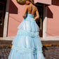 Nox Anabel R1316 Long Glitter Ruffled Tiered A-Line Sleeveless Gown