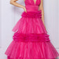 Nox Anabel R1316 Long Glitter Ruffled Tiered A-Line Sleeveless Gown