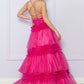 Nox Anabel R1316 Long Glitter Ruffled Tiered A-Line Sleeveless Gown