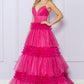 Nox Anabel R1316 Long Glitter Ruffled Tiered A-Line Sleeveless Gown