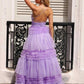 Nox Anabel R1316 Long Glitter Ruffled Tiered A-Line Sleeveless Gown
