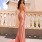 Nox Anabel R1323 Long Fitted Sheath Sheer Bodice Halter Satin Gown