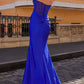 Nox Anabel R1323 Long Fitted Sheath Sheer Bodice Halter Satin Gown