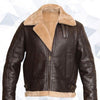 RAF Aviator Bomber Real Shearling Sheepskin Brown Leather Jacket - Brown