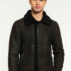 Men’s Aviator Dark Green &amp; Black Shearling Jacket - -