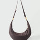 Dark brown HYER GOODS Ring Bag, a stylish hobo bag with a rounded ring handle, made from premium leather.