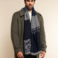 Federico (grey/blue) - Warm and soft Italian scarf from wool blend