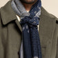 Federico (grey/blue) - Warm and soft Italian scarf from wool blend