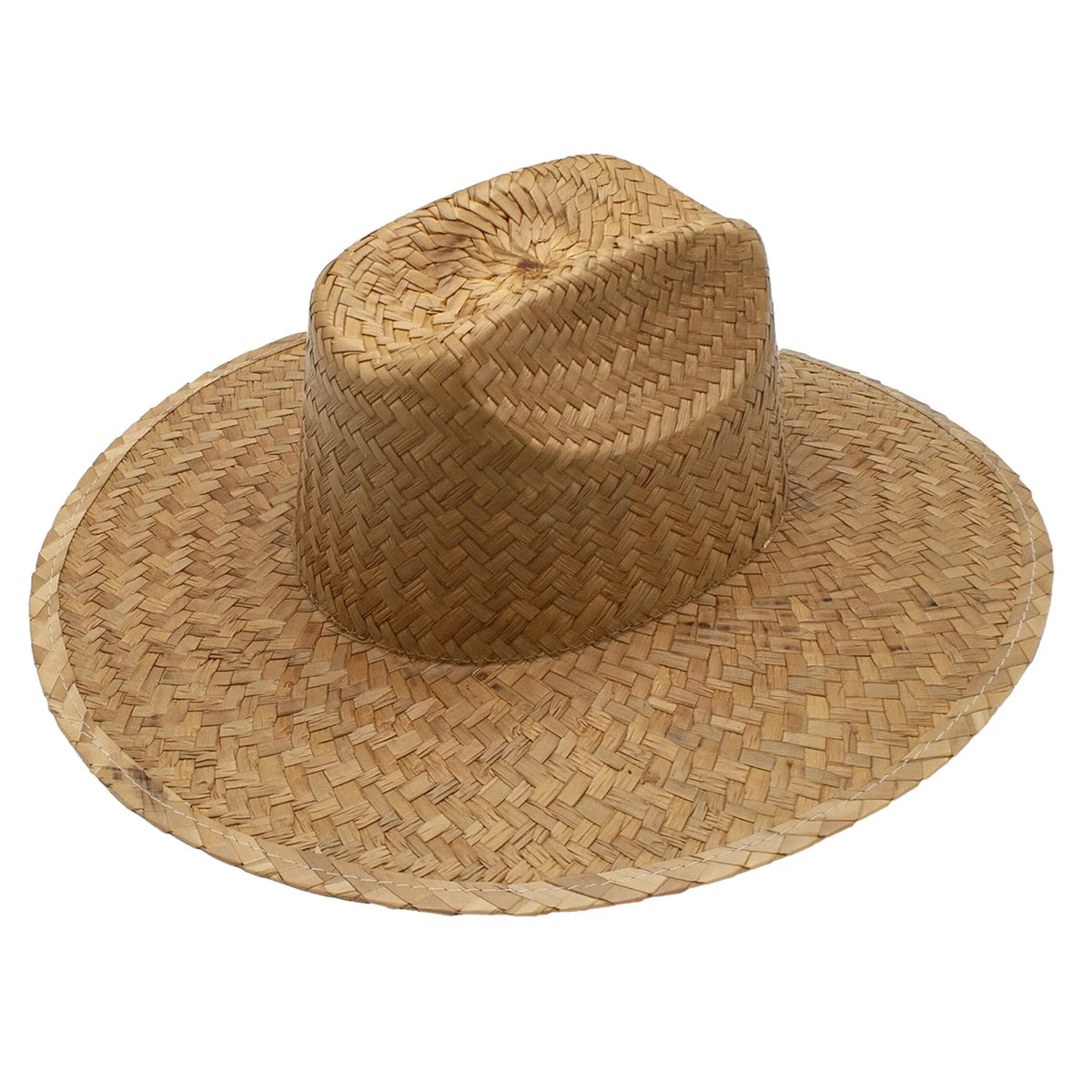 Peter Grimm Rancheros straw lifeguard hat in natural woven straw with wide brim and chin cord