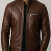 Ronnie Leather Brown Jacket - Men Leather Jacket Brown - Brown