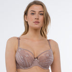 Samanta Rosalia Latte Sheer Mesh Tulle Tulip Seam Full Figure Bra-0