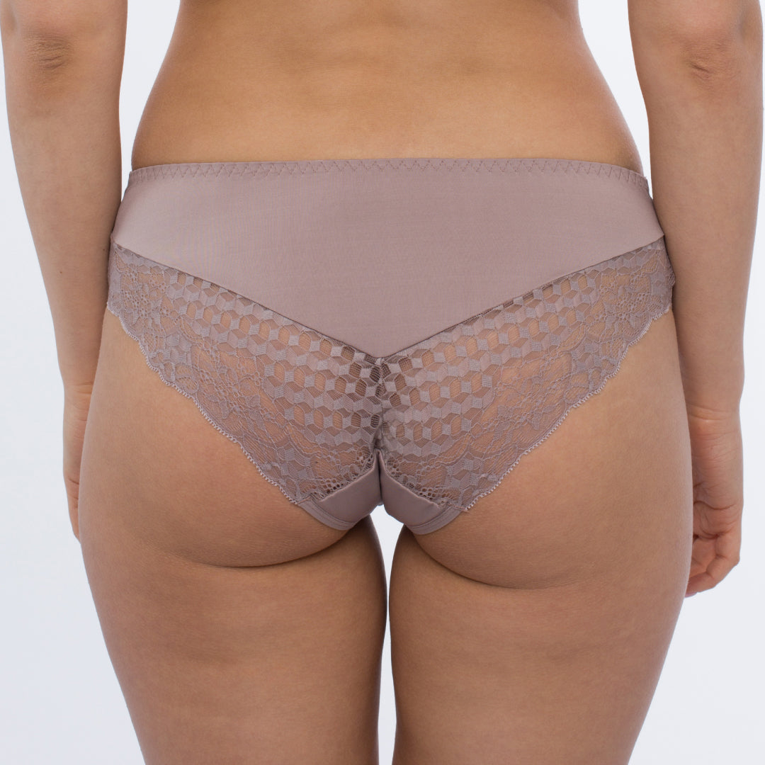 Samanta Rosalia Latte Sheer Mesh Tulle Lace Brief Panty-1