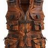 Rust Brown Men’s Special Military Distressed Leather Vest - Distressed Rust Brown