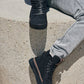 CALTO - S3422 - 2.4 Inches Taller (Black/Coffee Brown) - Cap Toe High Top Zip-Up Sneaker Boots