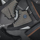 CALTO - S3422 - 2.4 Inches Taller (Black/Coffee Brown) - Cap Toe High Top Zip-Up Sneaker Boots