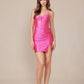 Nox Anabel S923 Dress Short Fitted Satin Cocktail Side Leg Slit
