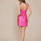 Nox Anabel S923 Dress Short Fitted Satin Cocktail Side Leg Slit