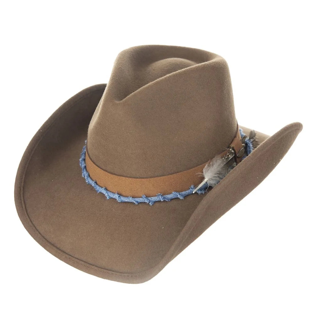 HatCountry Scala Devon soft wool felt outback hat in pecan, three-quarter view