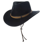 HatCountry Scala Sutherland soft wool felt outback hat in black, three-quarter view