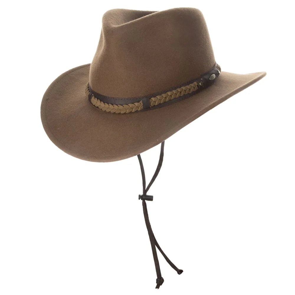 HatCountry Scala Sutherland soft wool felt outback hat in pecan, three-quarter view