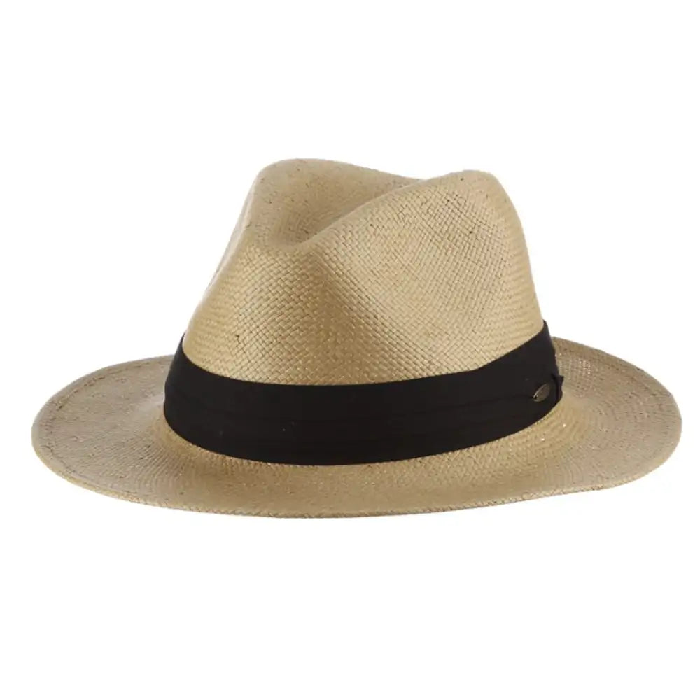 HatCountry Scala Sausalito Toyo straw fedora hat in putty with a classic pinched crown and brim