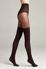 TheRanok.com women's fantasy tights, Conte Sensation graphite polka dot stocking imitation tights
