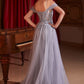Ladivine SF009 Long Embellished Off The Shoulder Fitted Lace Gown