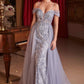 Ladivine SF009 Long Embellished Off The Shoulder Fitted Lace Gown