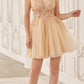 Ladivine SF047 Lace Bodice A-Line Layered Tulle Short Dress
