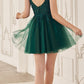 Ladivine SF047 Lace Bodice A-Line Layered Tulle Short Dress