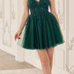 Ladivine SF047 Lace Bodice A-Line Layered Tulle Short Dress