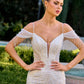 Ladivine SF209W Cold Off The Shoulder Fringe Beaded Mermaid Bridal Gown