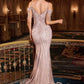 CLEARANCE - Ladivine SF209 Off The Shoulder Champagne/Gold Mermaid Gown (Size 8)
