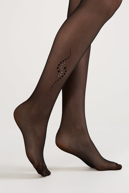 Fantasy Tights Conte Sheen - Flock and Rhinestone Applique