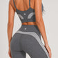Trophy Yoga Curve Panel biker shorts, gray stretch athletic design made in USA
