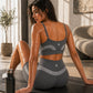 Trophy Yoga Curve Panel biker shorts, made in USA, gray athletic bicycle shorts with contoured panel design