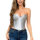 Faux Leather Silver Sweetheart Corset