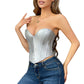 Faux Leather Silver Sweetheart Corset