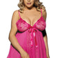 Plus Size Mesh and Floral Babydoll