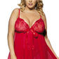 Plus Size Mesh and Floral Babydoll