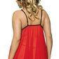 Plus Size Red and Black Mesh Babydoll