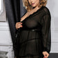 Plus Size Sheer Lace Trim Robe