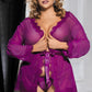 Plus Size Sheer Lace Trim Robe