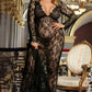 Plus Size Long Lace V Neck Gown