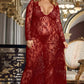 Plus Size Long Lace V Neck Gown