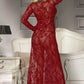 Long Lace V Neck Gown